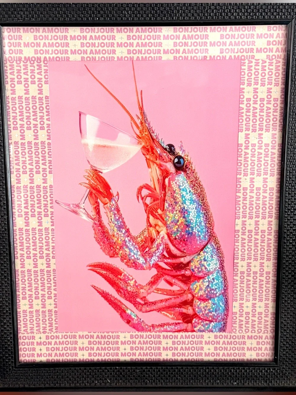 Glitter Crawfish Champagne Cocktail Sparkle Bonjour Mon Amour Canvas Print Art